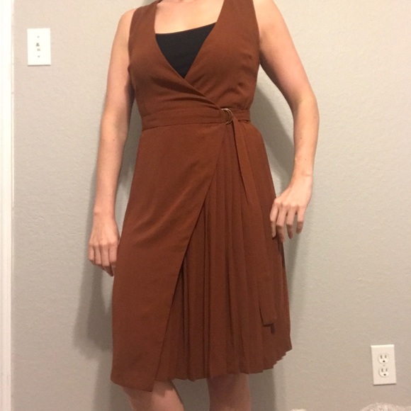 wrap dress with pleated skirt